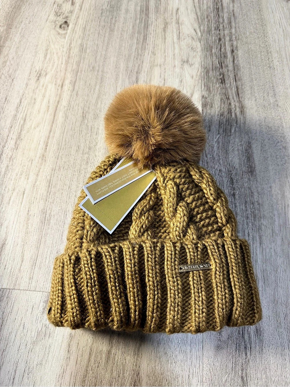 Michael Kors Brown Pom-Pom Knit Hat